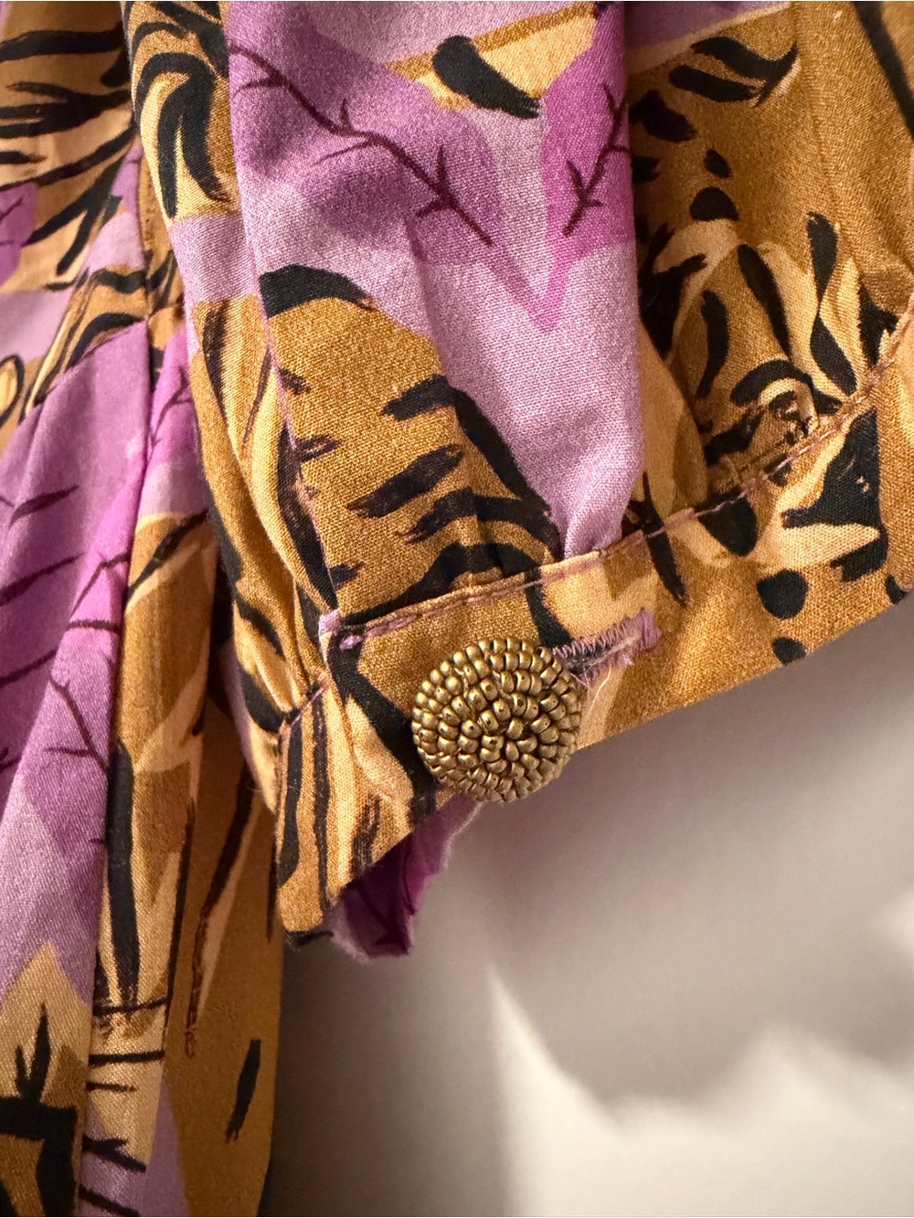 FARM Rio Purple and Yellow Tiger Print Tiered Dress - Picture 4 of 6